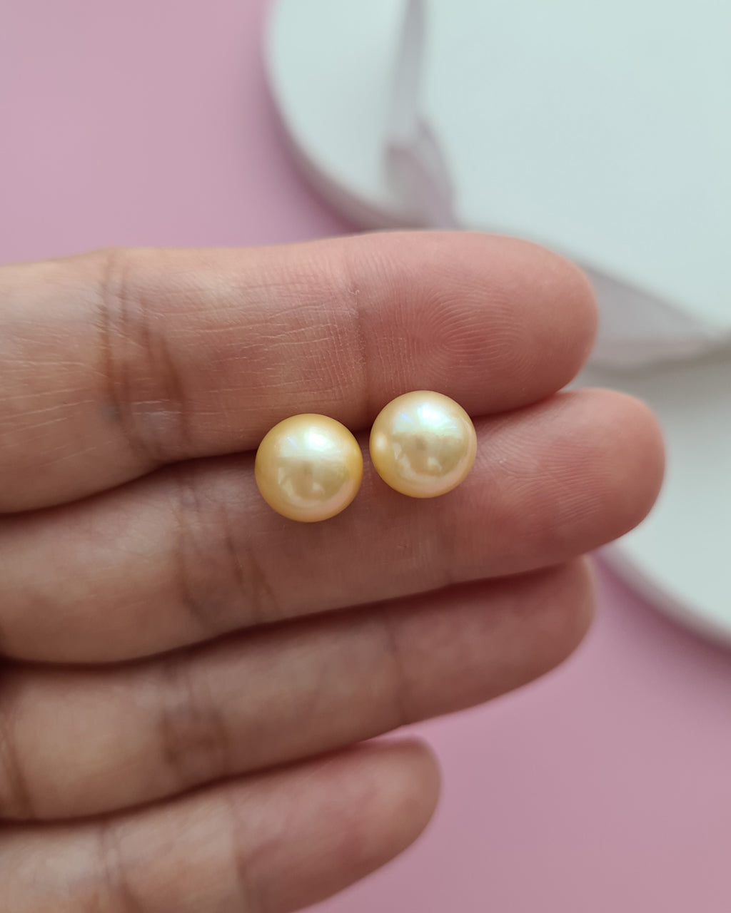 7.95mm Gold Akoya Sea Pearl 18K Gold Stud Earrings - Pearl Jewelry in Singapore