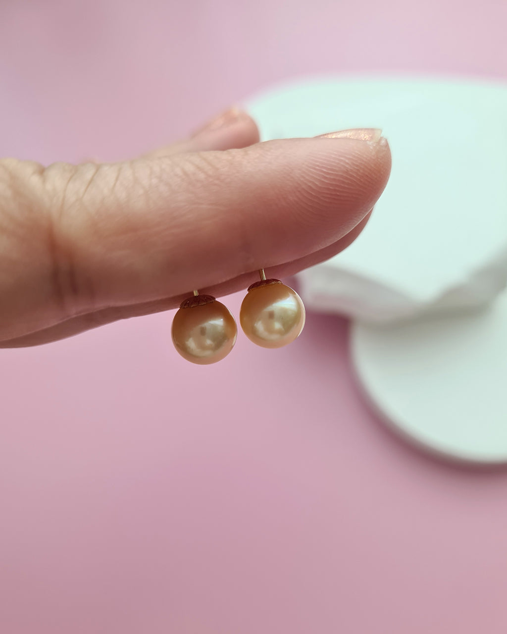 7.95mm Gold Akoya Sea Pearl 18K Gold Stud Earrings - Pearl Jewelry in Singapore