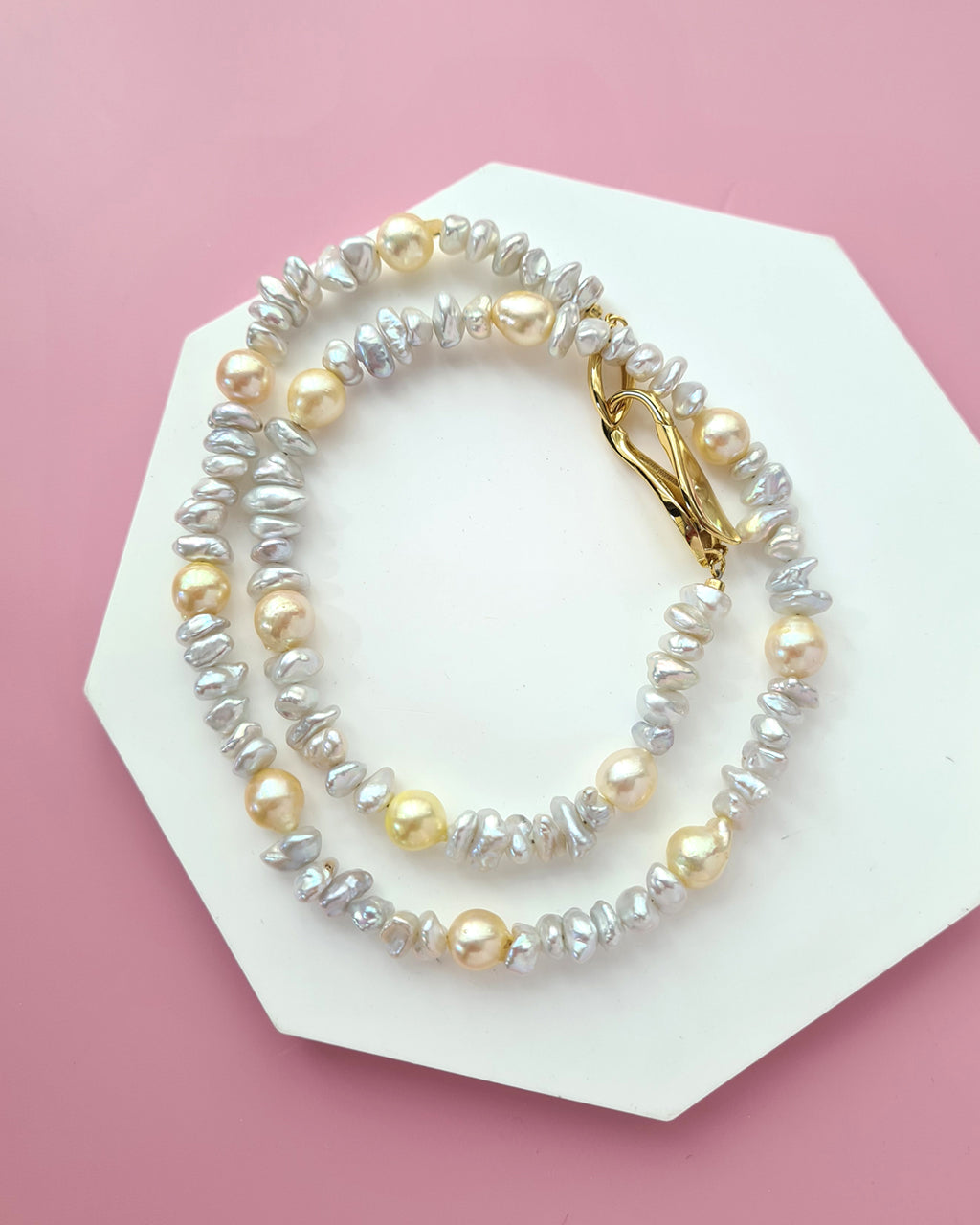 Akoya Pearl Necklace Freshwater Keshi Pearl Necklace, Handmade in Singapore