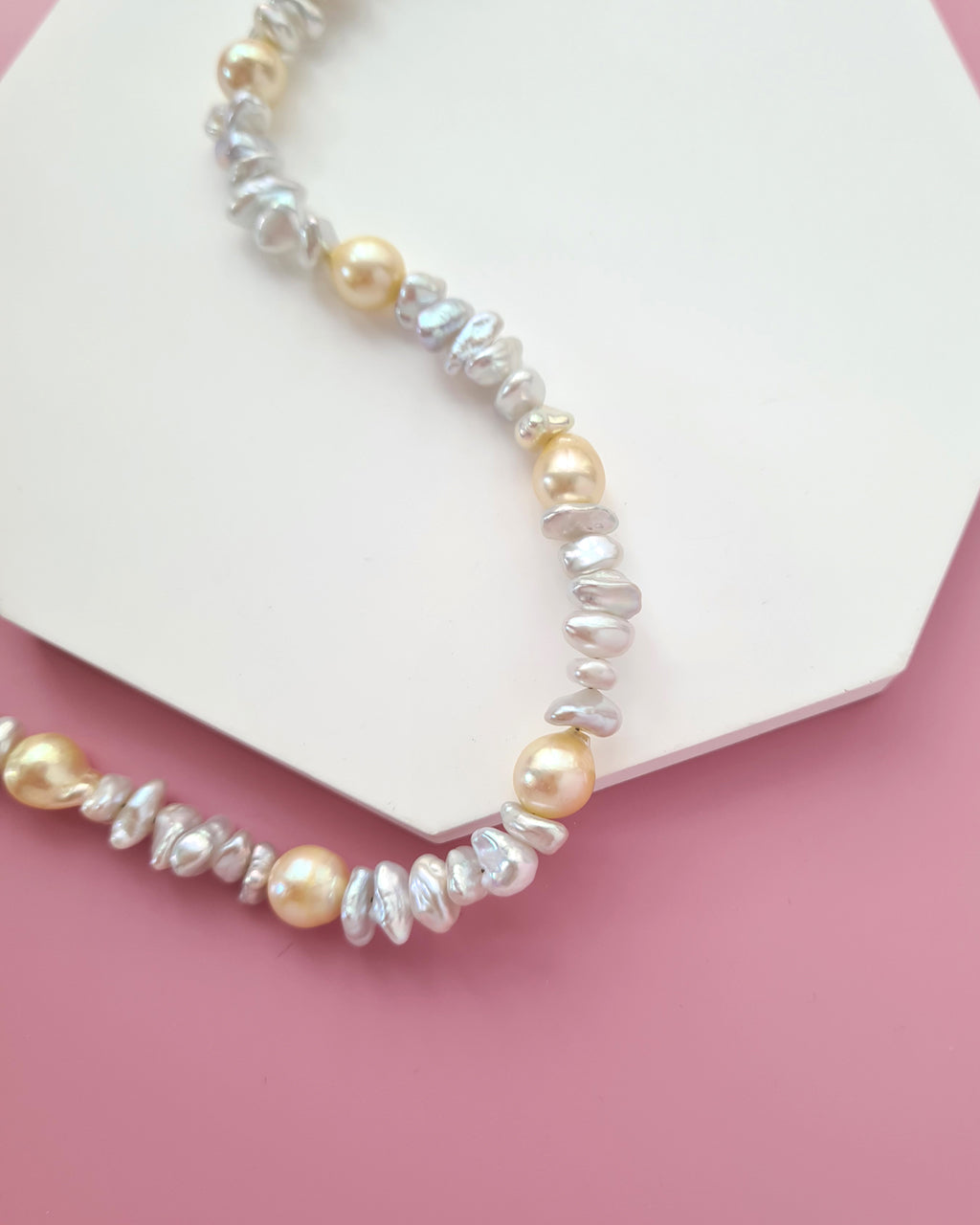 Akoya Pearl Necklace Freshwater Keshi Pearl Necklace, Handmade in Singapore