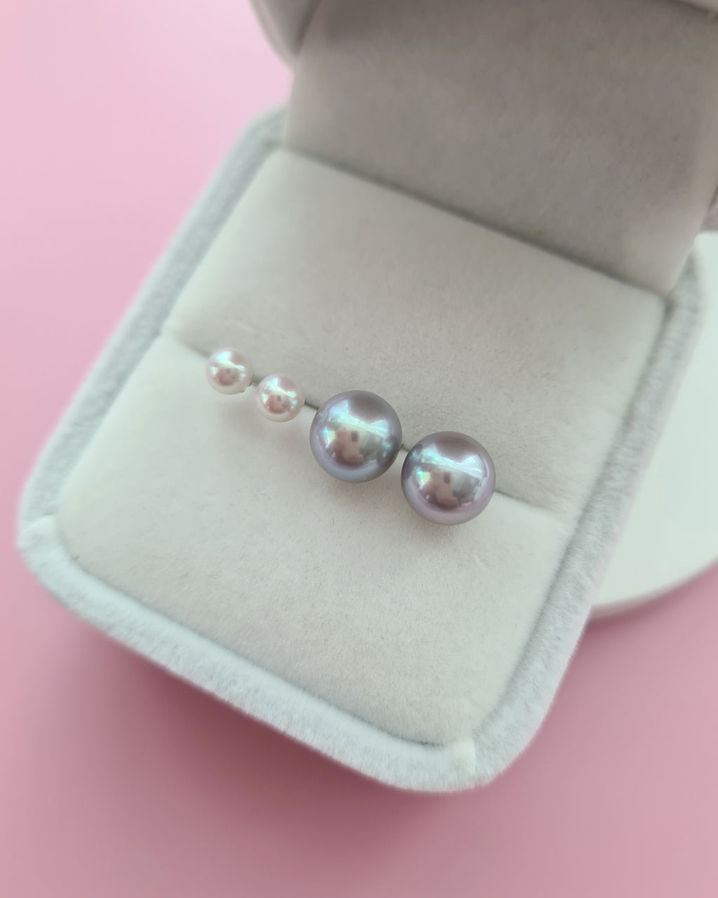 White Akoya Pearl 18K Gold Stud Earrings - 3mm to 4.5mm TEN-NYO, Pearl jewelry in Singapore