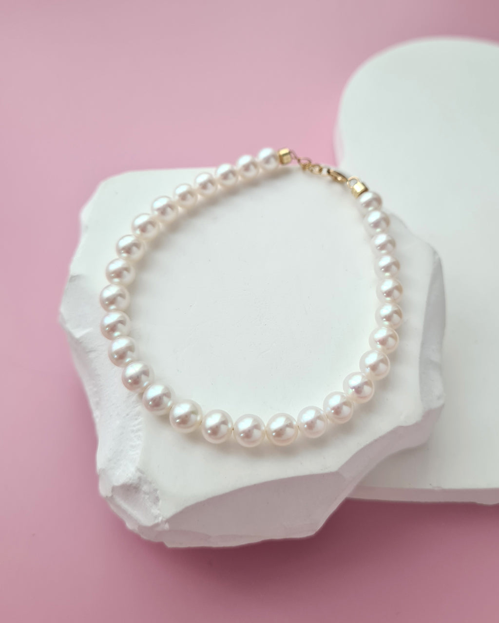 White Akoya Pearl 18K Gold Bracelet - 5mm-5.5mm