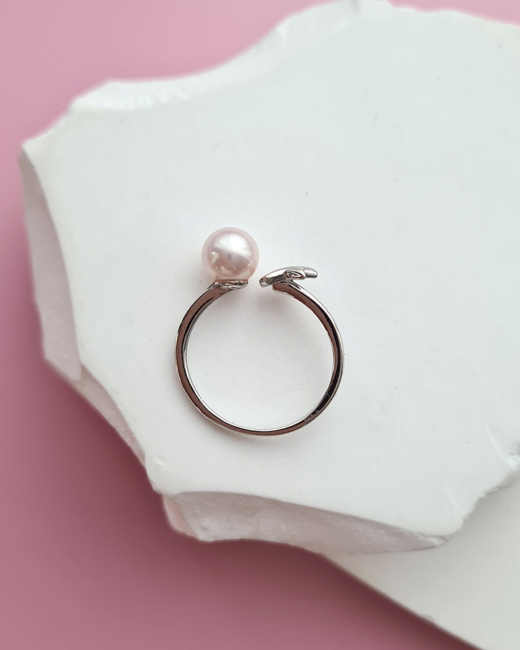 Akoya Pearl Star Open Ring, Handmade Pearl Jewelry in Singapore