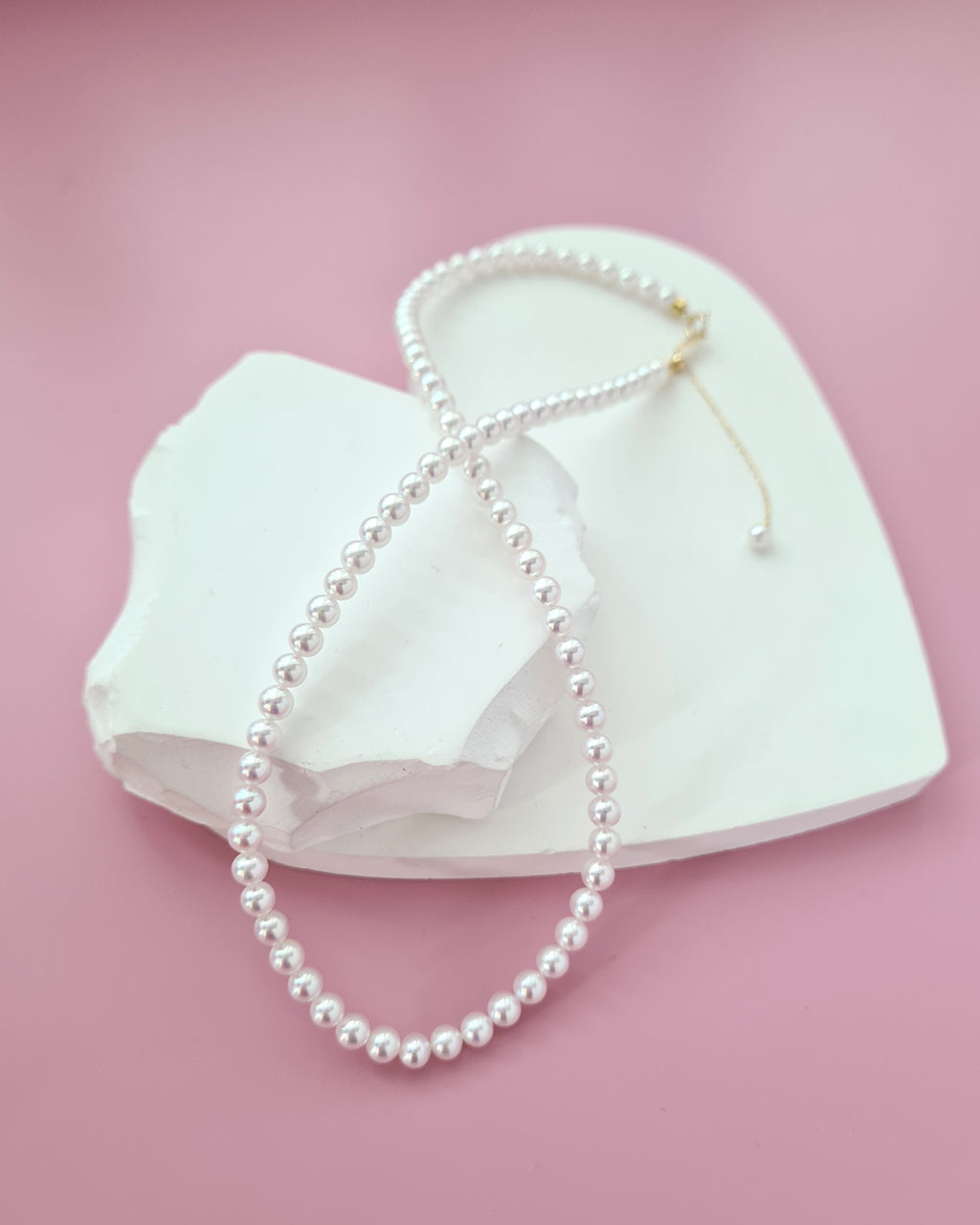 White Akoya Pearl 18K Gold Strand Necklace - 4.5mm-5mm, Pearl Jewelry in Singapore