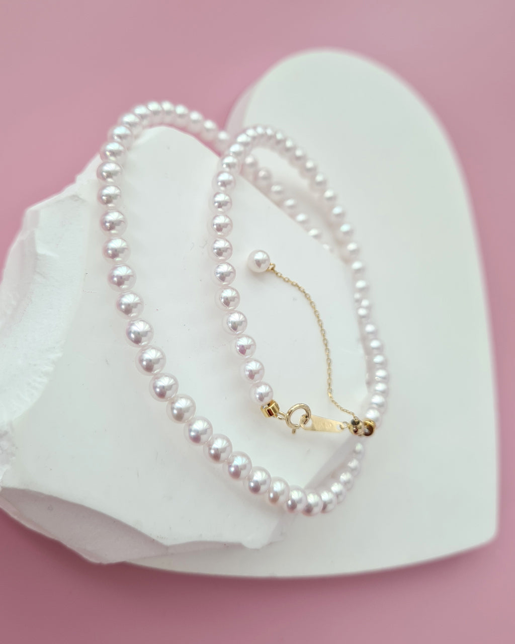 White Akoya Pearl 18K Gold Strand Necklace - 4.5mm-5mm, Pearl Jewelry in Singapore