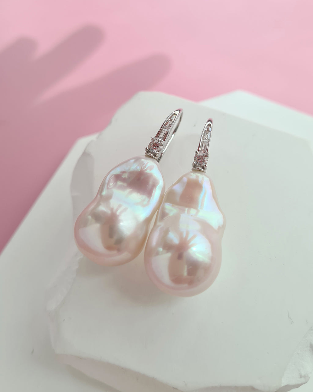 Big White Freshwater Baroque Pearl Earrings for Brides and Wedding
