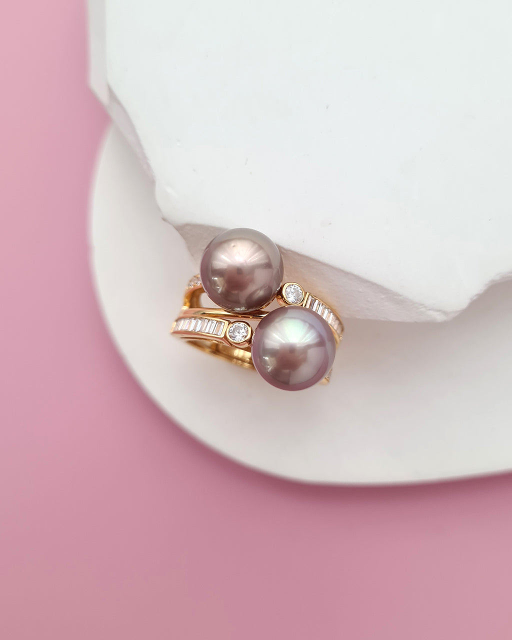 Double Edison Pearl Ring Modern Cocktail Ring Jewelry in Singapore
