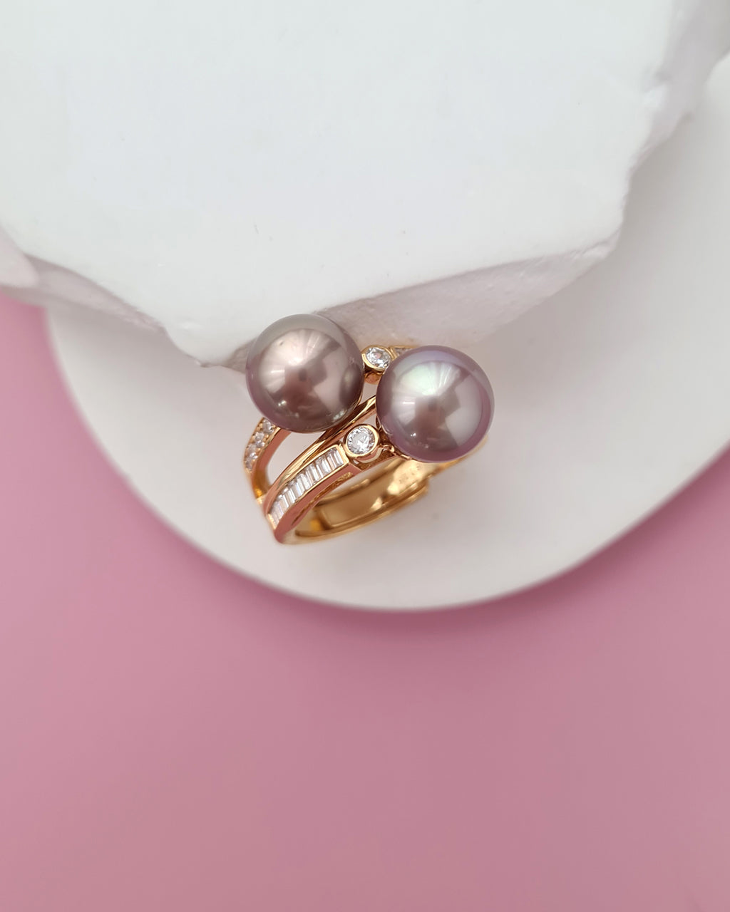 Double Edison Pearl Ring Modern Cocktail Ring Jewelry in Singapore