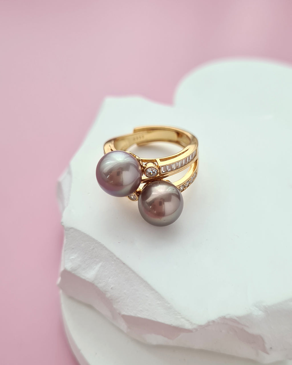 Double Edison Pearl Ring Modern Cocktail Ring Jewelry in Singapore