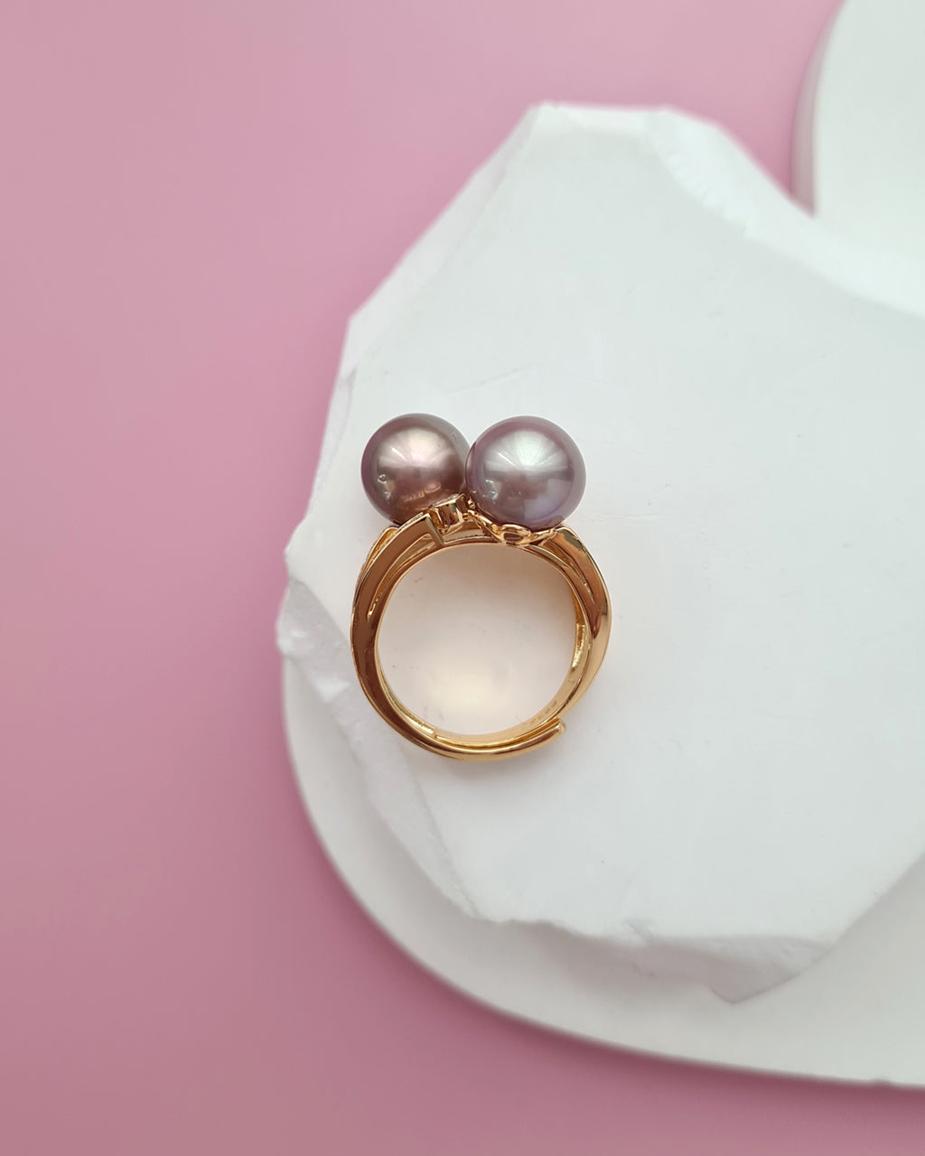 Double Edison Pearl Ring Modern Cocktail Ring Jewelry in Singapore