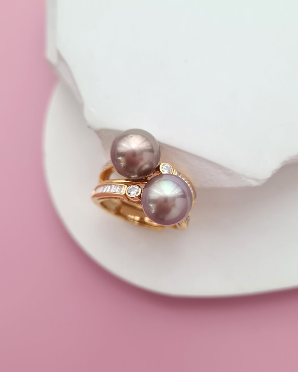 Double Edison Pearl Ring Modern Cocktail Ring Jewelry in Singapore