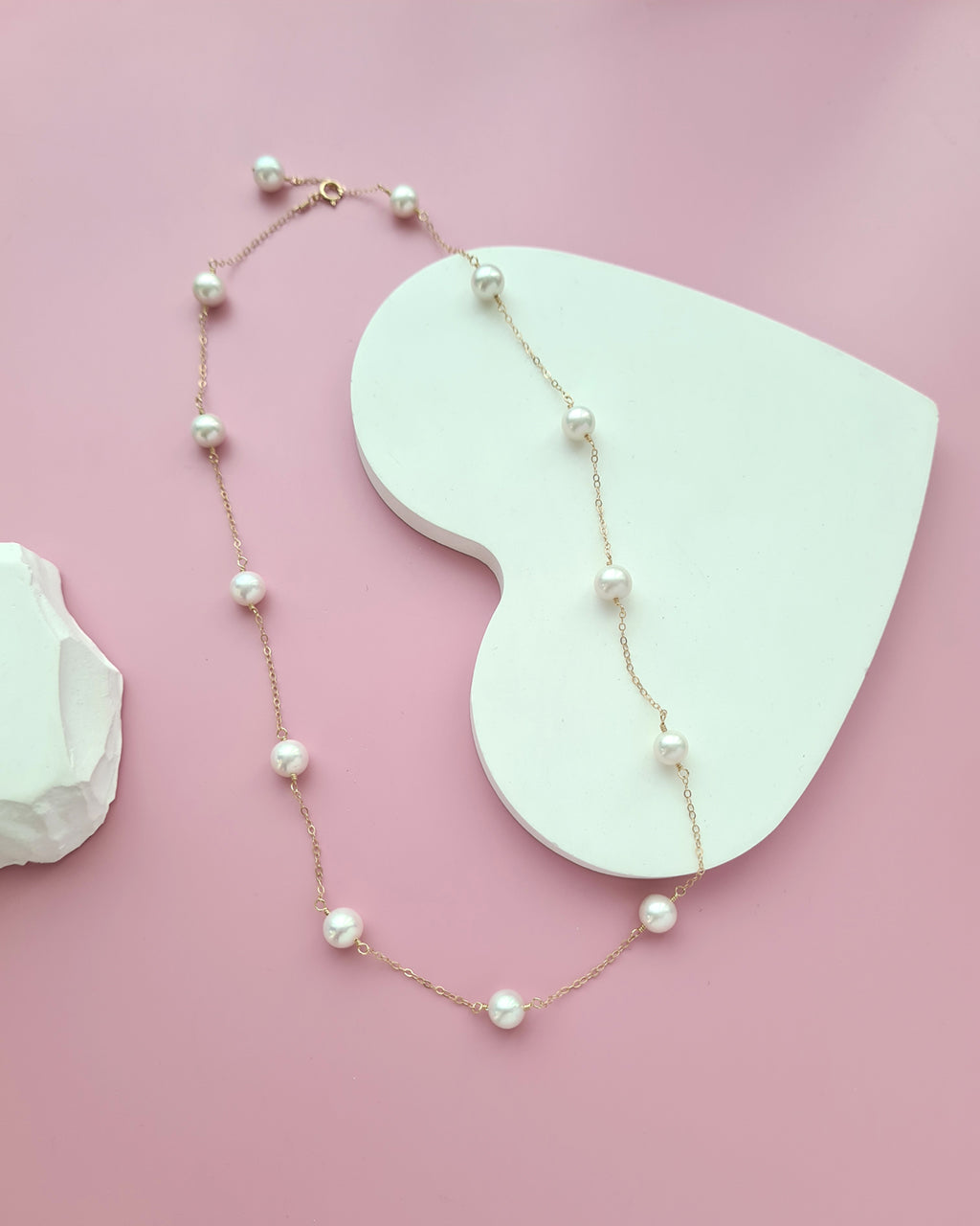 White Freshwater Pearl Floating Pearl Necklace