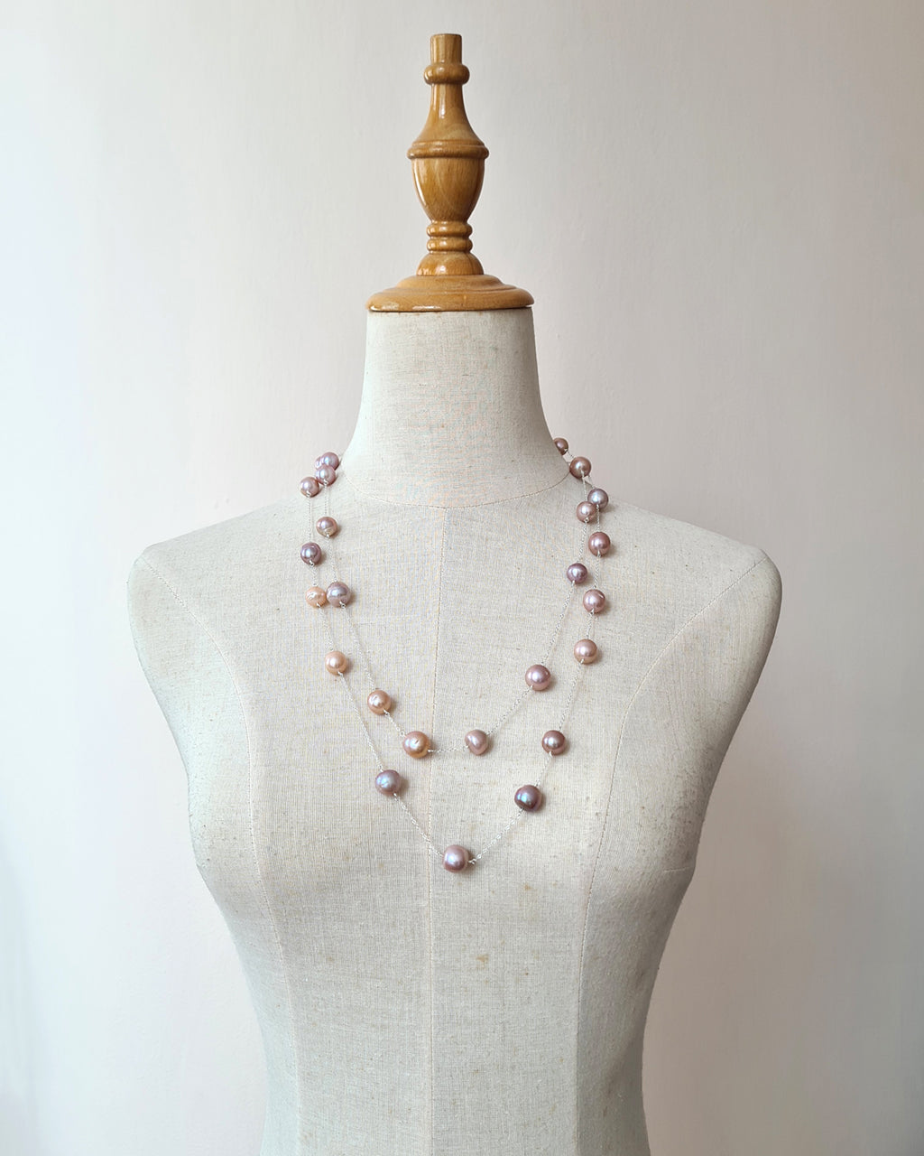 Edison Pearl Floating Pearl Necklace - Extra Long 55 inch, Handmade Pearl Jewelry in Singapore