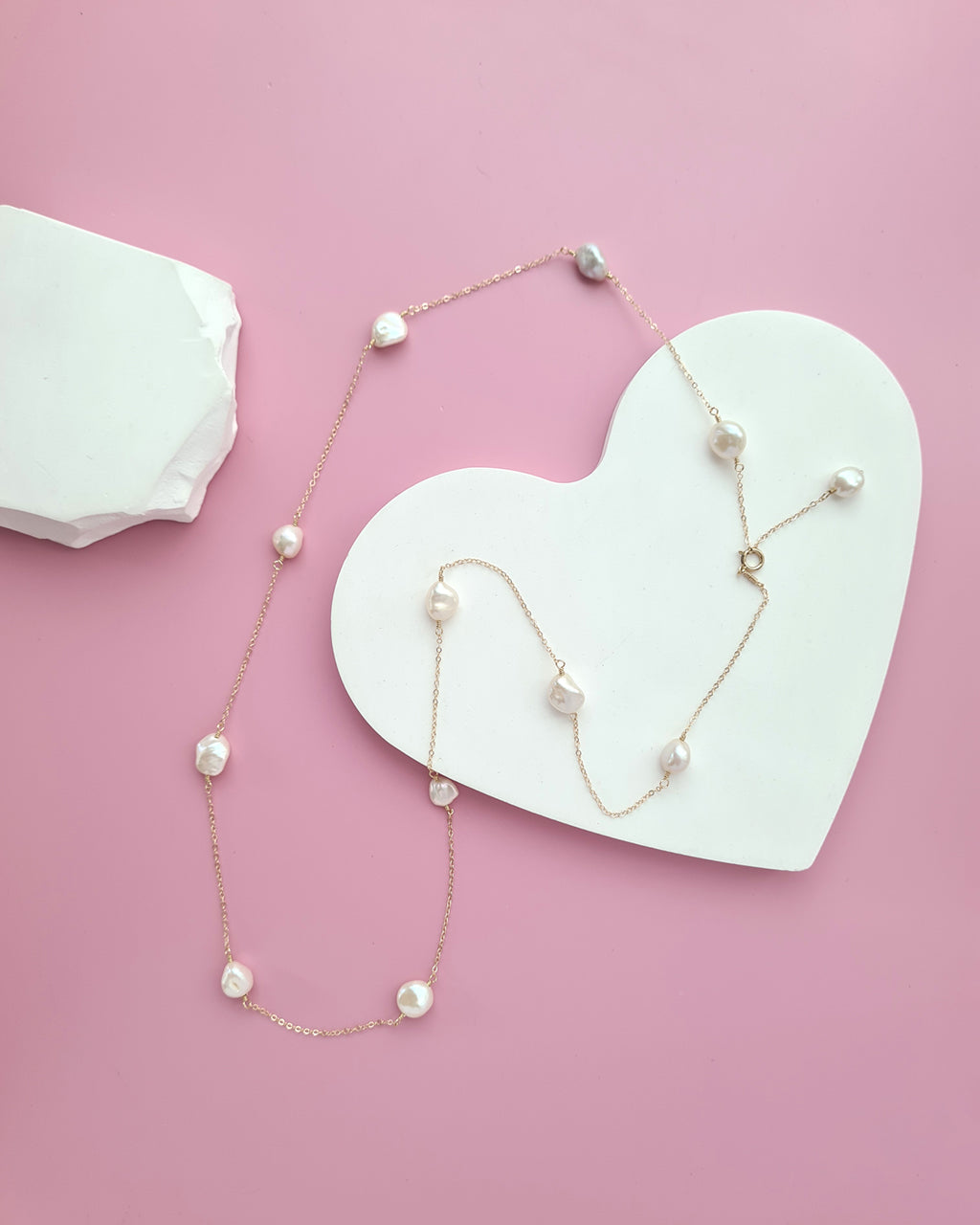 Freshwater Keshi Pearl Floating Pearl Necklaces, Handcrafted pearl jewelry in Singapore