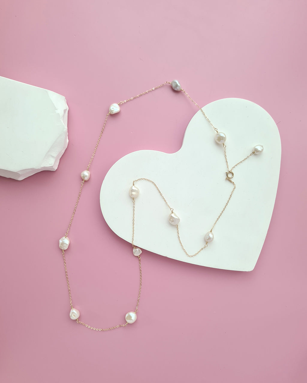 Freshwater Keshi Pearl Floating Pearl Necklaces, Handcrafted pearl jewelry in Singapore