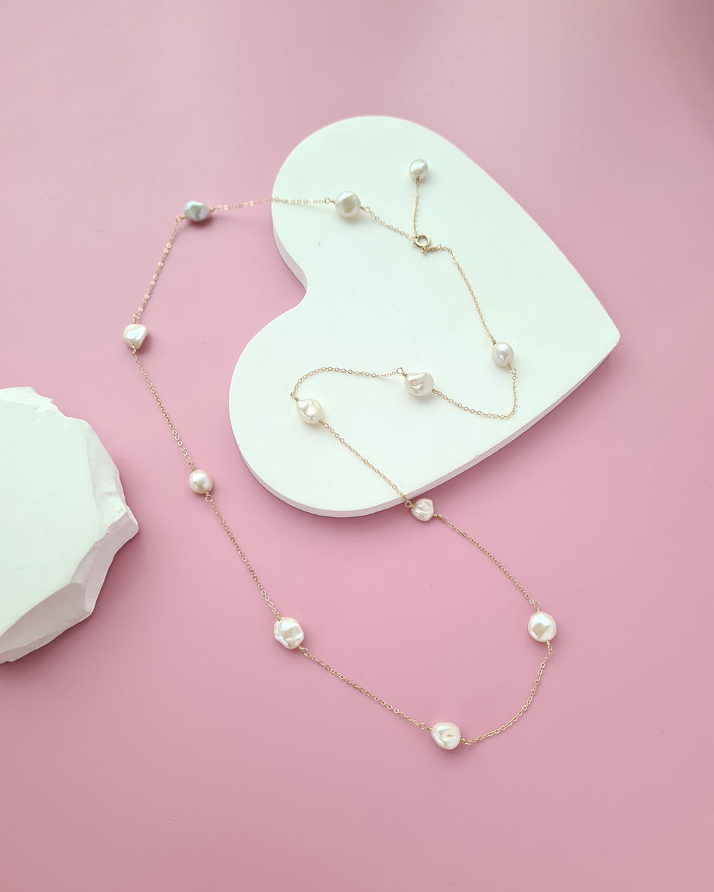 Freshwater Keshi Pearl Floating Pearl Necklaces, Handcrafted pearl jewelry in Singapore