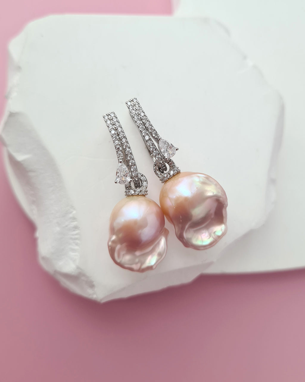Freshwater Baroque Pearl Earrings - Wedding Bridal Pearl Earrings in Singapore