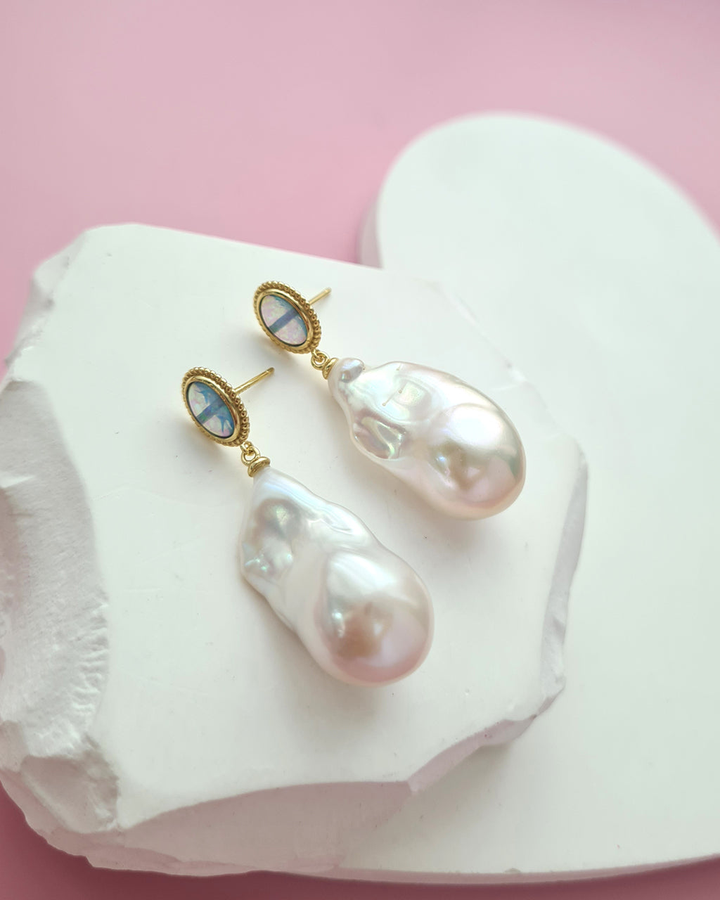 Freshwater Baroque Pearl Earrings, Wedding Baroque Pearl Jewelry in Singapore
