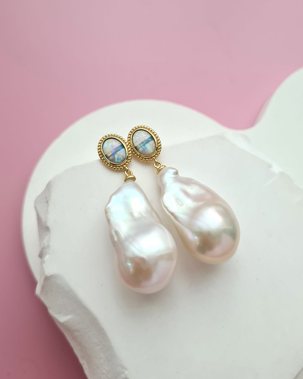 Freshwater Baroque Pearl Earrings, Wedding Baroque Pearl Jewelry in Singapore