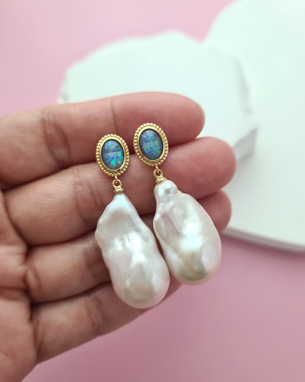 Freshwater Baroque Pearl Earrings, Wedding Baroque Pearl Jewelry in Singapore