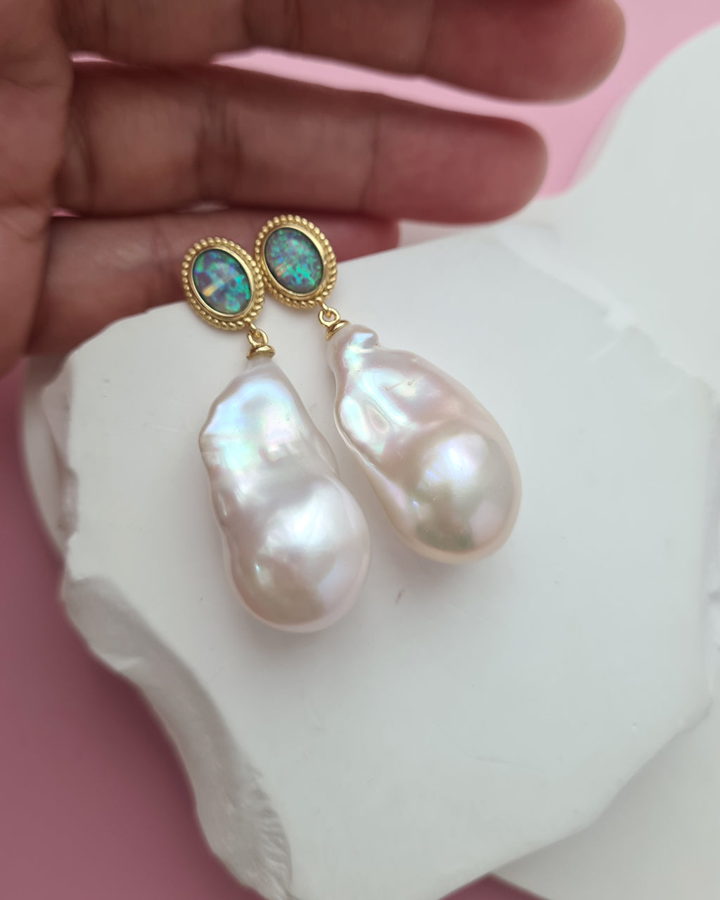 Freshwater Baroque Pearl Earrings, Wedding Baroque Pearl Jewelry in Singapore