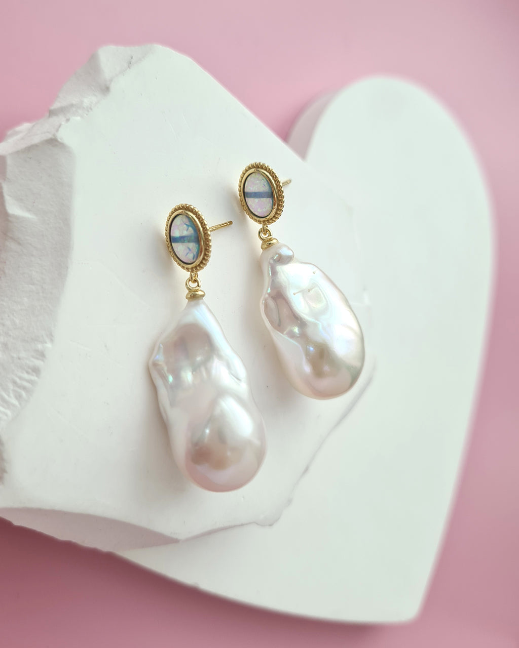 Freshwater Baroque Pearl Earrings, Wedding Baroque Pearl Jewelry in Singapore
