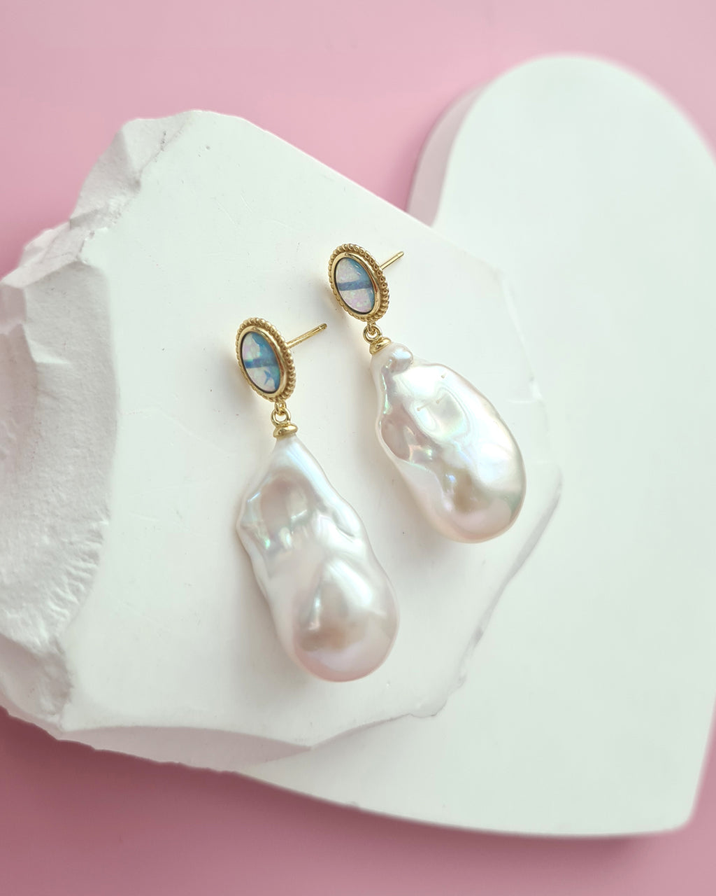Freshwater Baroque Pearl Earrings, Wedding Baroque Pearl Jewelry in Singapore