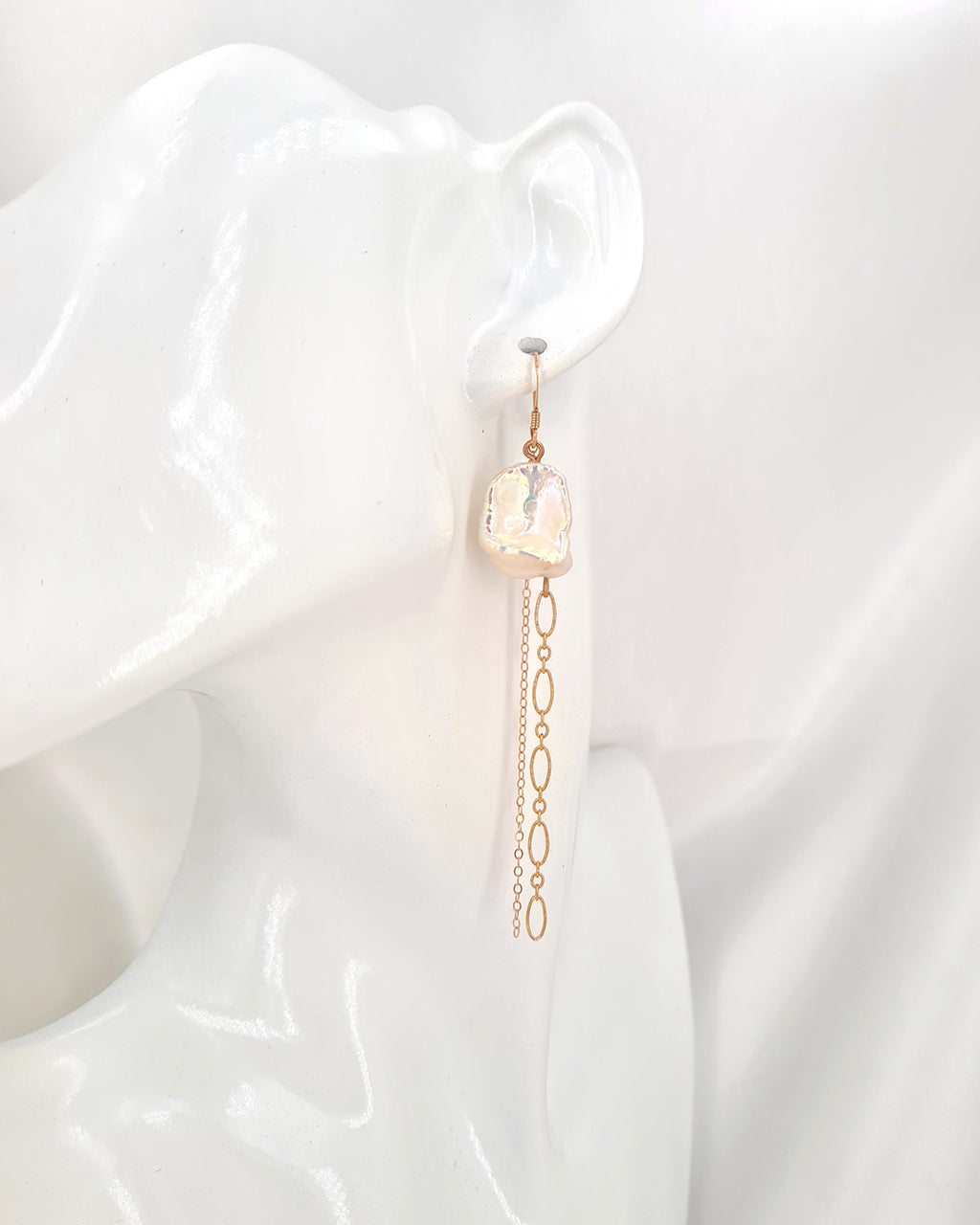 Freshwater Large Keshi Earrings in Rose Gold Filled