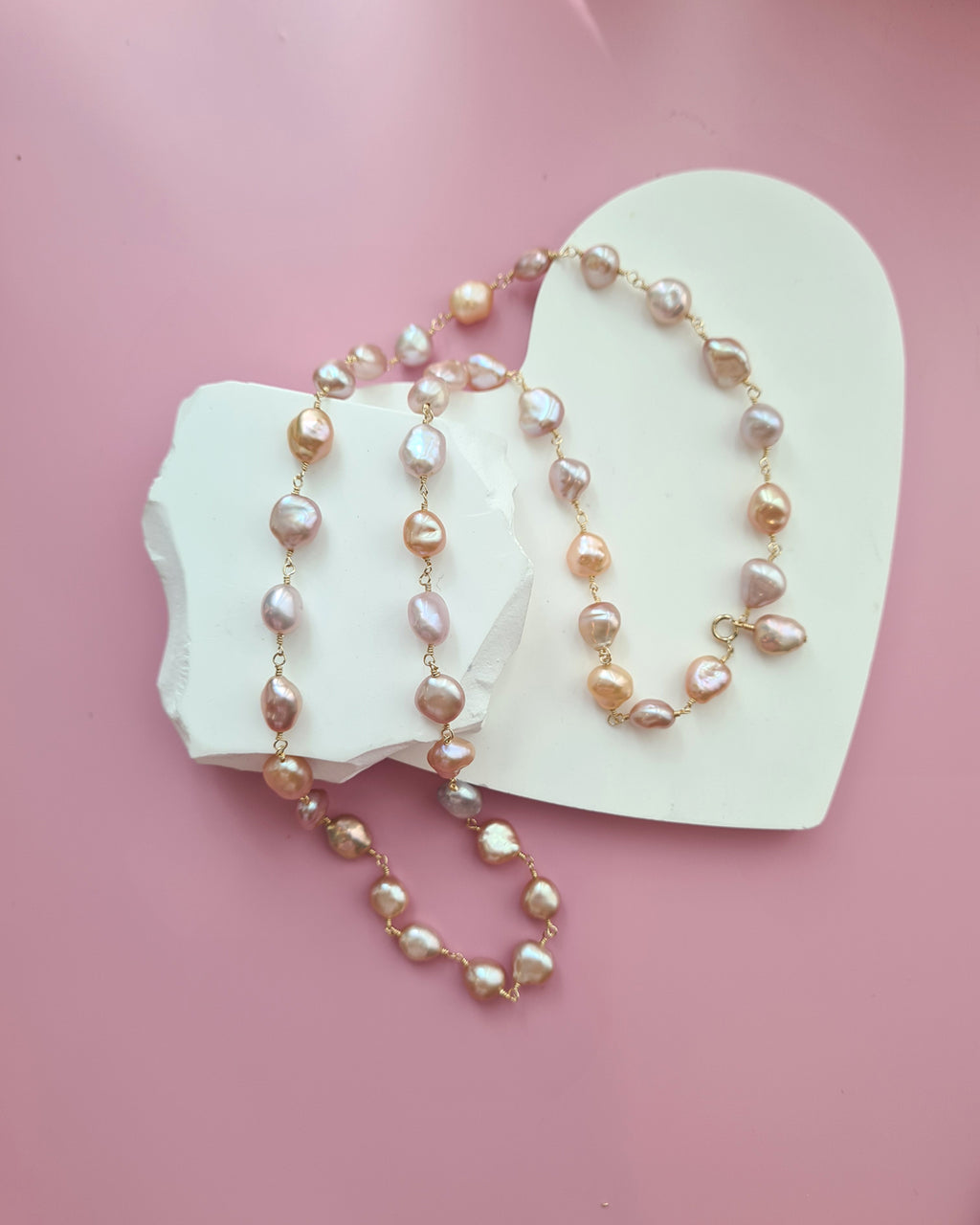 Pastel Keshi Pearl Long Necklace - 14k Gold Filled