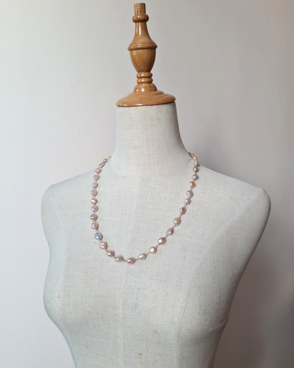 Pastel Keshi Pearl Long Necklace - 14k Gold Filled