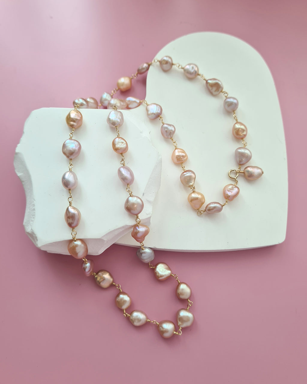 Pastel Keshi Pearl Long Necklace - 14k Gold Filled