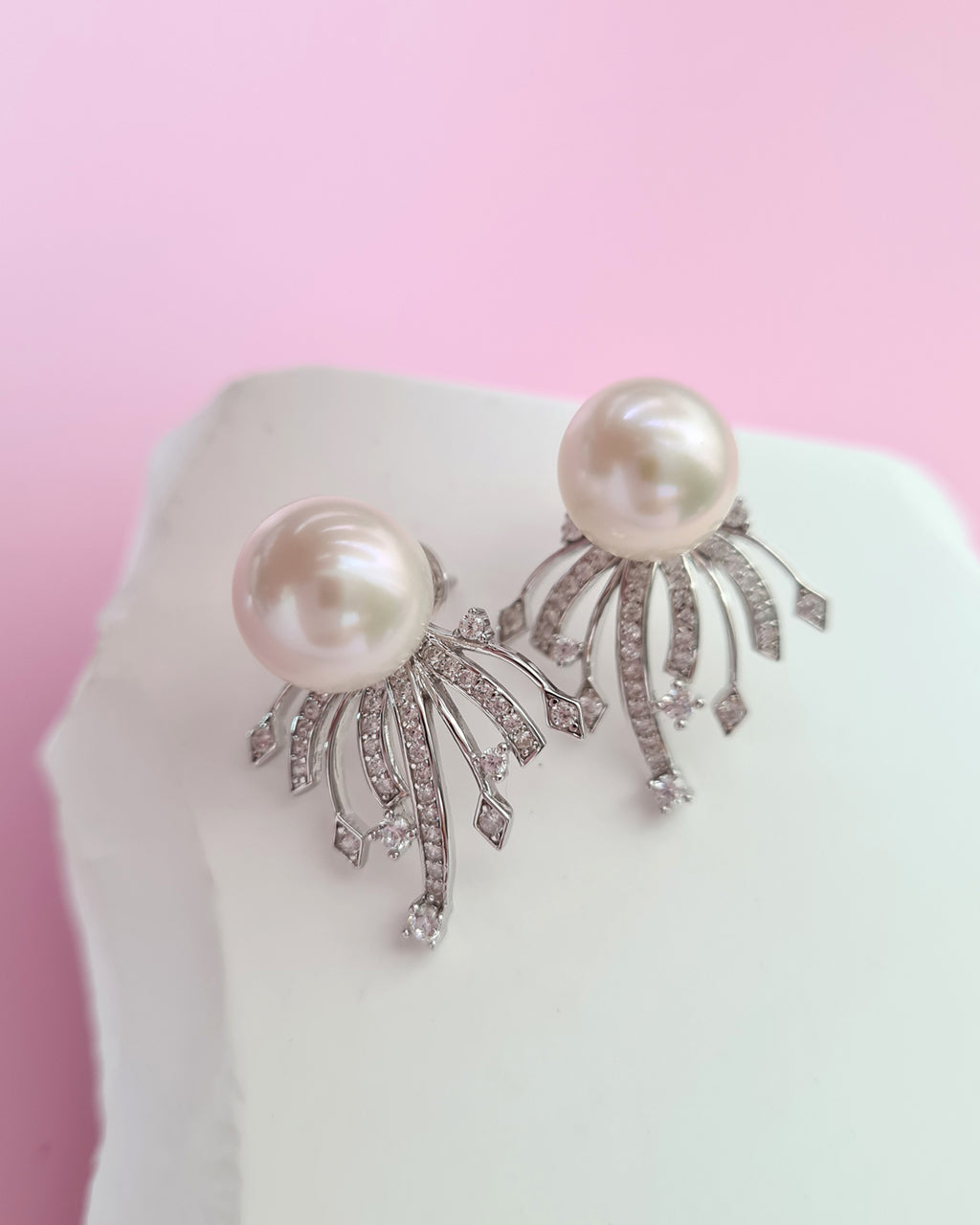 White Pearl Earrings - Detachable Jacket Stud Earrings Pearl Jewelry in Singapore