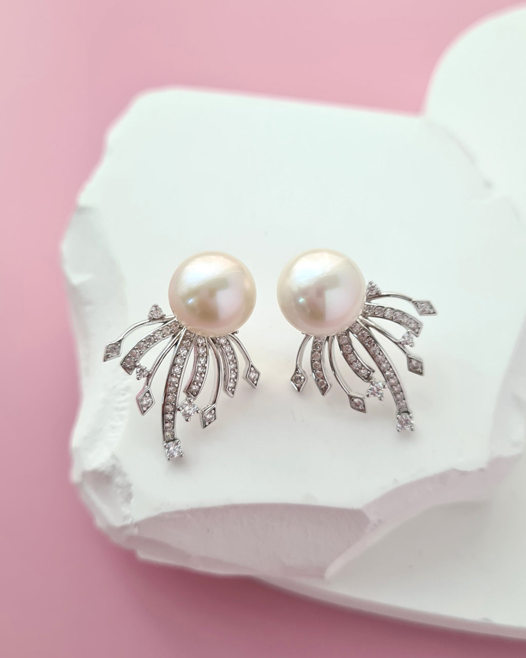 White Pearl Earrings - Detachable Jacket Stud Earrings Pearl Jewelry in Singapore