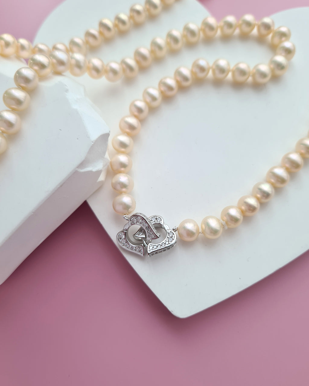 Metallic Pinkish Gold Pearl Long Strand Necklace - 27 inch Classic Knotted Pearl Jewelry