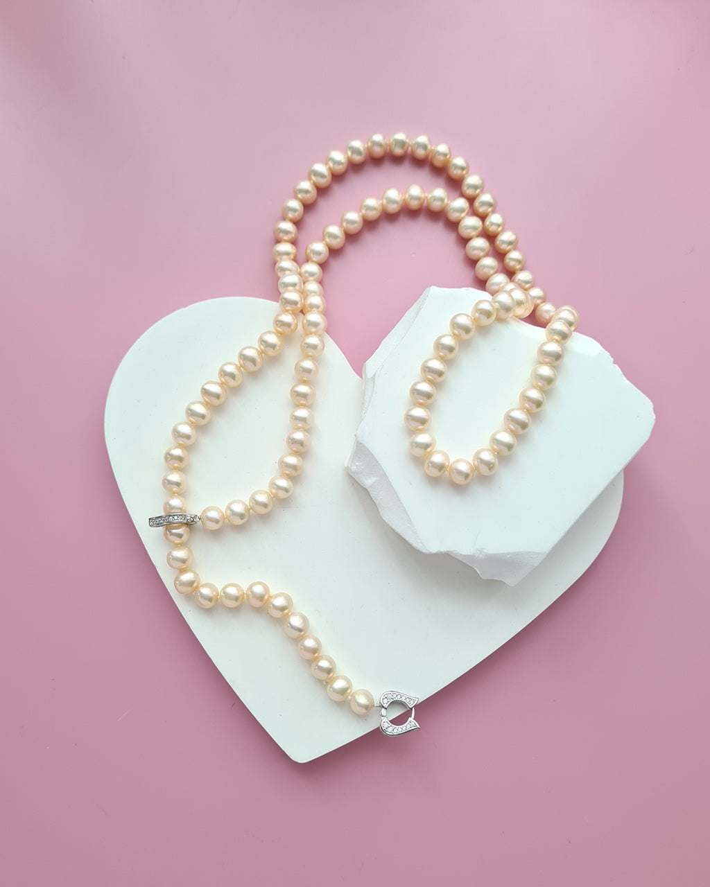 Metallic Pinkish Gold Pearl Long Strand Necklace - 27 inch Classic Knotted Pearl Jewelry