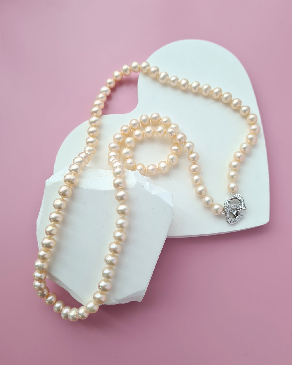 Metallic Pinkish Gold Pearl Long Strand Necklace - 27 inch Classic Knotted Pearl Jewelry