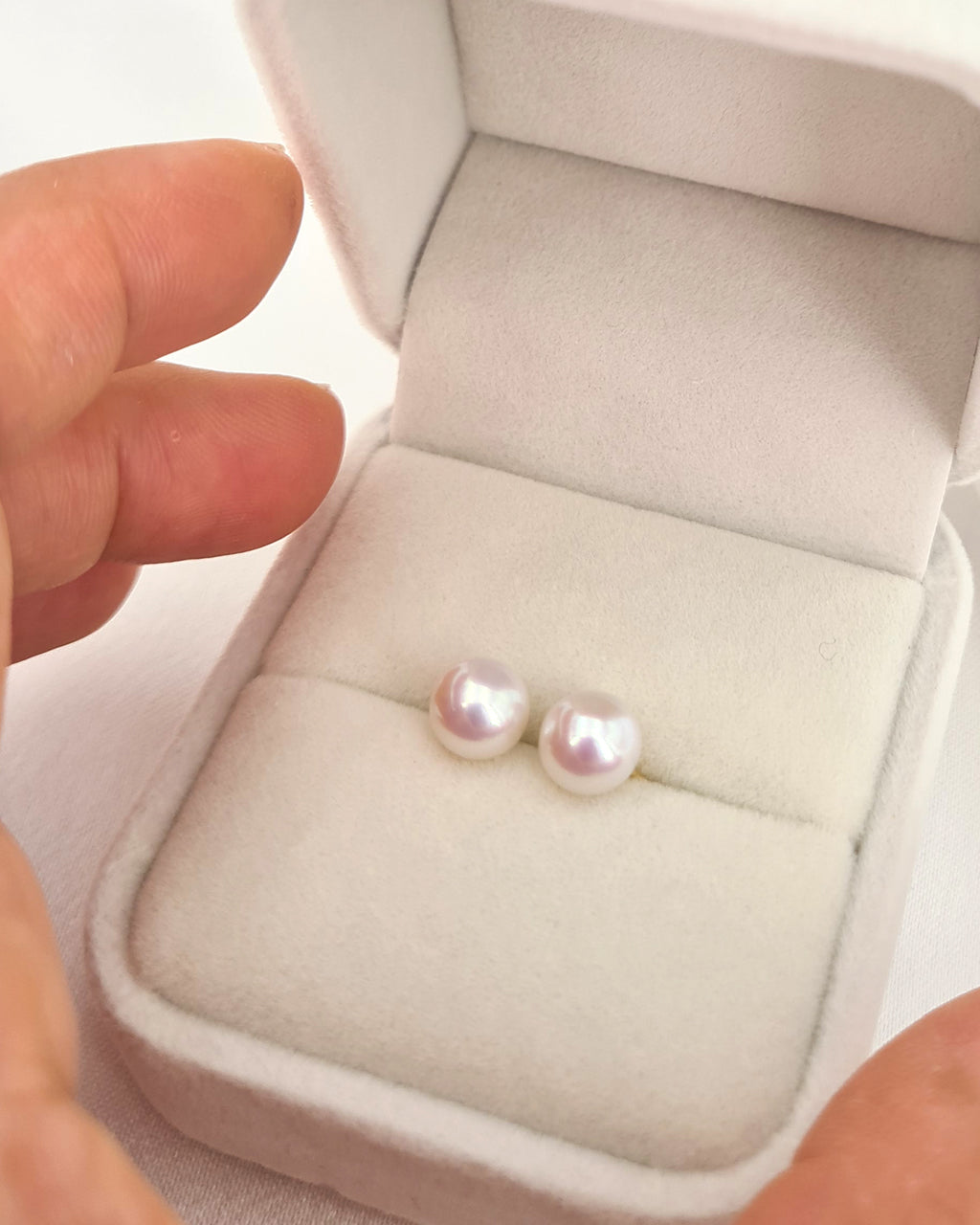 Premium Freshwater White Pearls 18K Gold Stud Earrings - 6.7mm to 6.8mm | Pearl Fine Jewelry