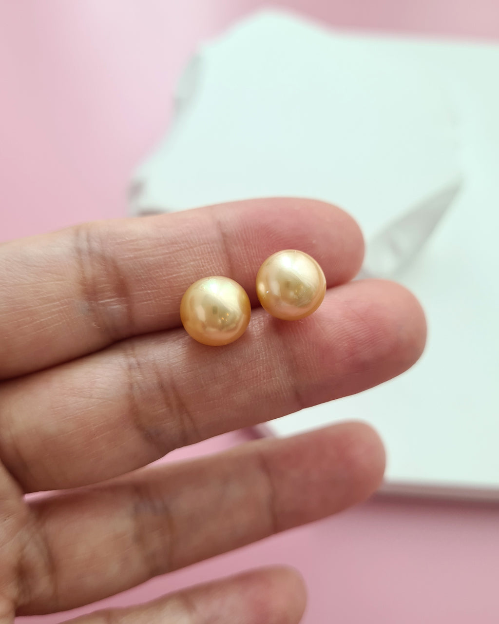 8.6m Golden South Sea Pearl 18K Gold Stud Earrings, Minimalist Pearl Studs