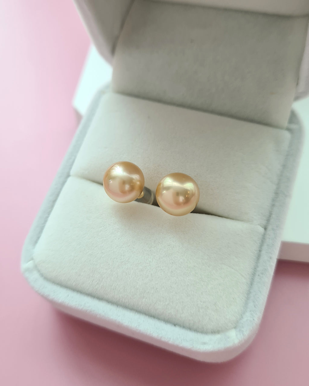 8.6m Golden South Sea Pearl 18K Gold Stud Earrings, Minimalist Pearl Studs