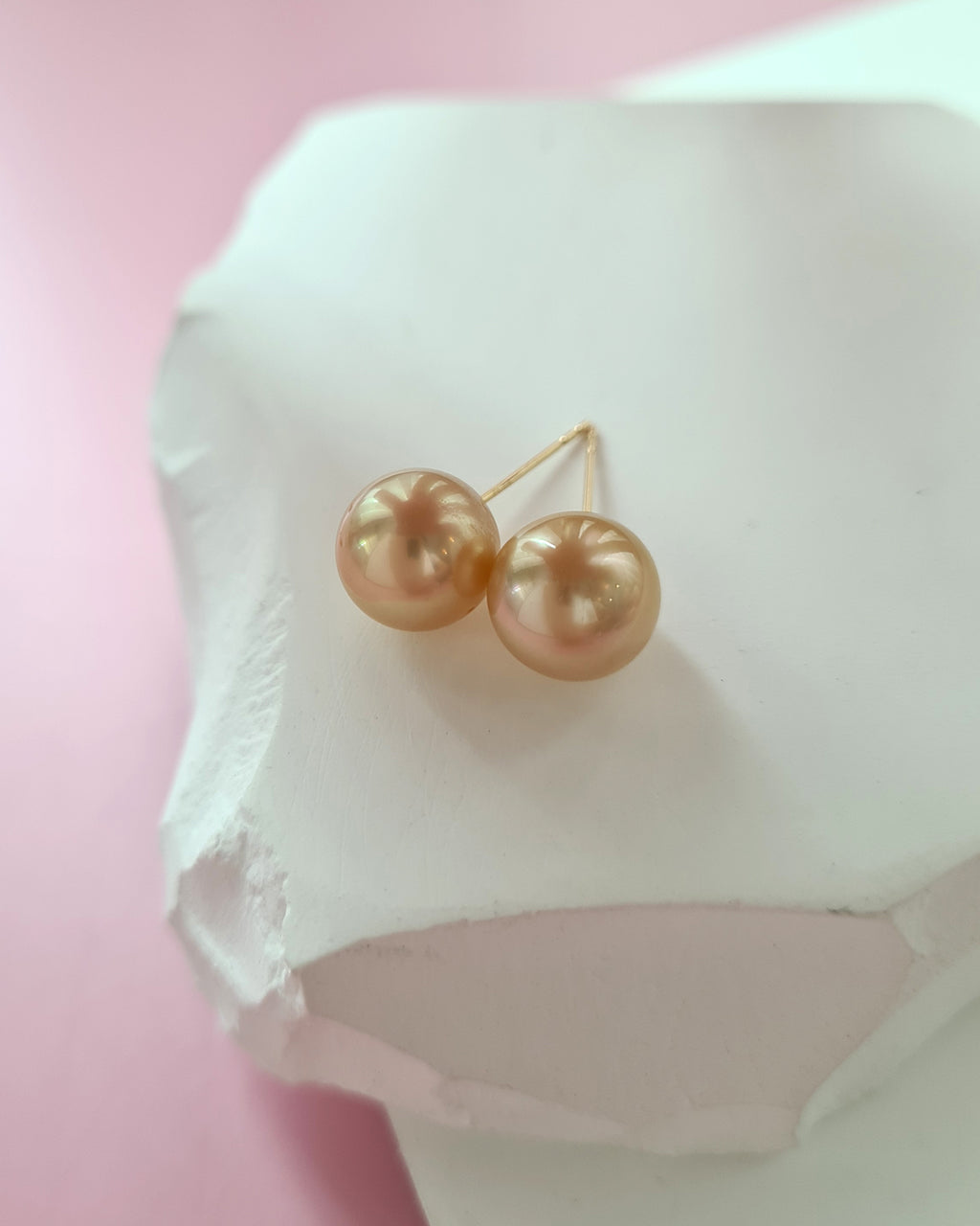 8.6m Golden South Sea Pearl 18K Gold Stud Earrings, Minimalist Pearl Studs