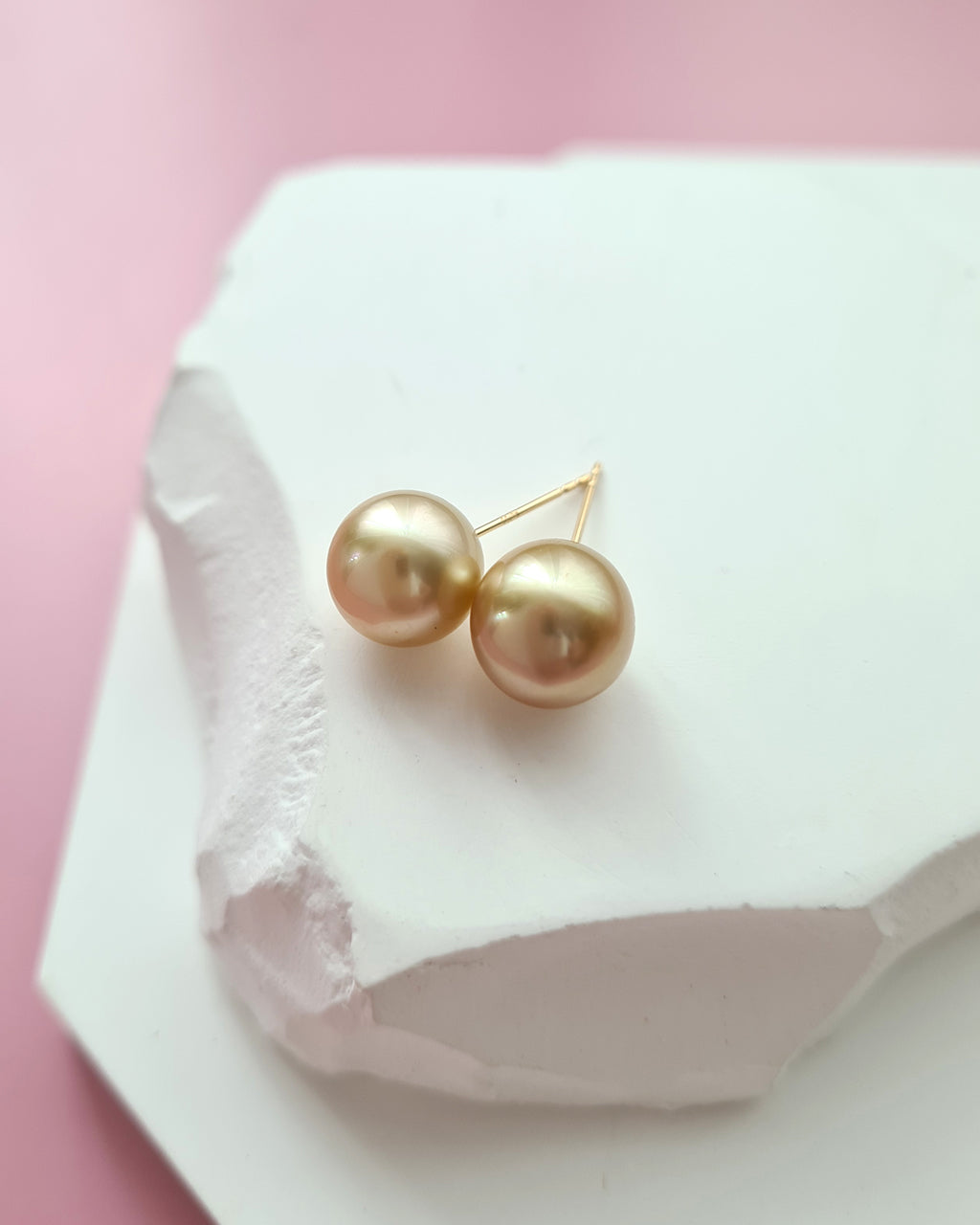 9.3mm Golden South Sea Pearl 18K Gold Stud Earrings