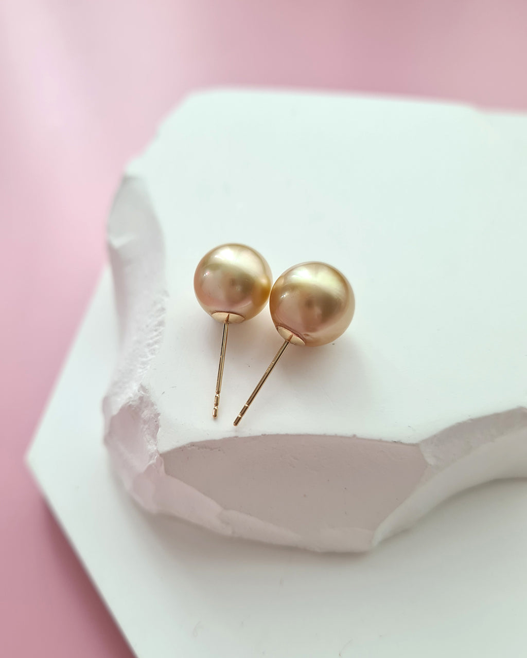 9.3mm Golden South Sea Pearl 18K Gold Stud Earrings