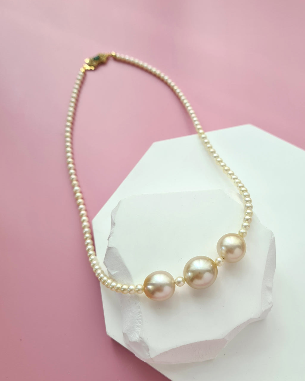 Gold South Sea Pearl and Baby Gold Akoya Pearl Strand Necklace