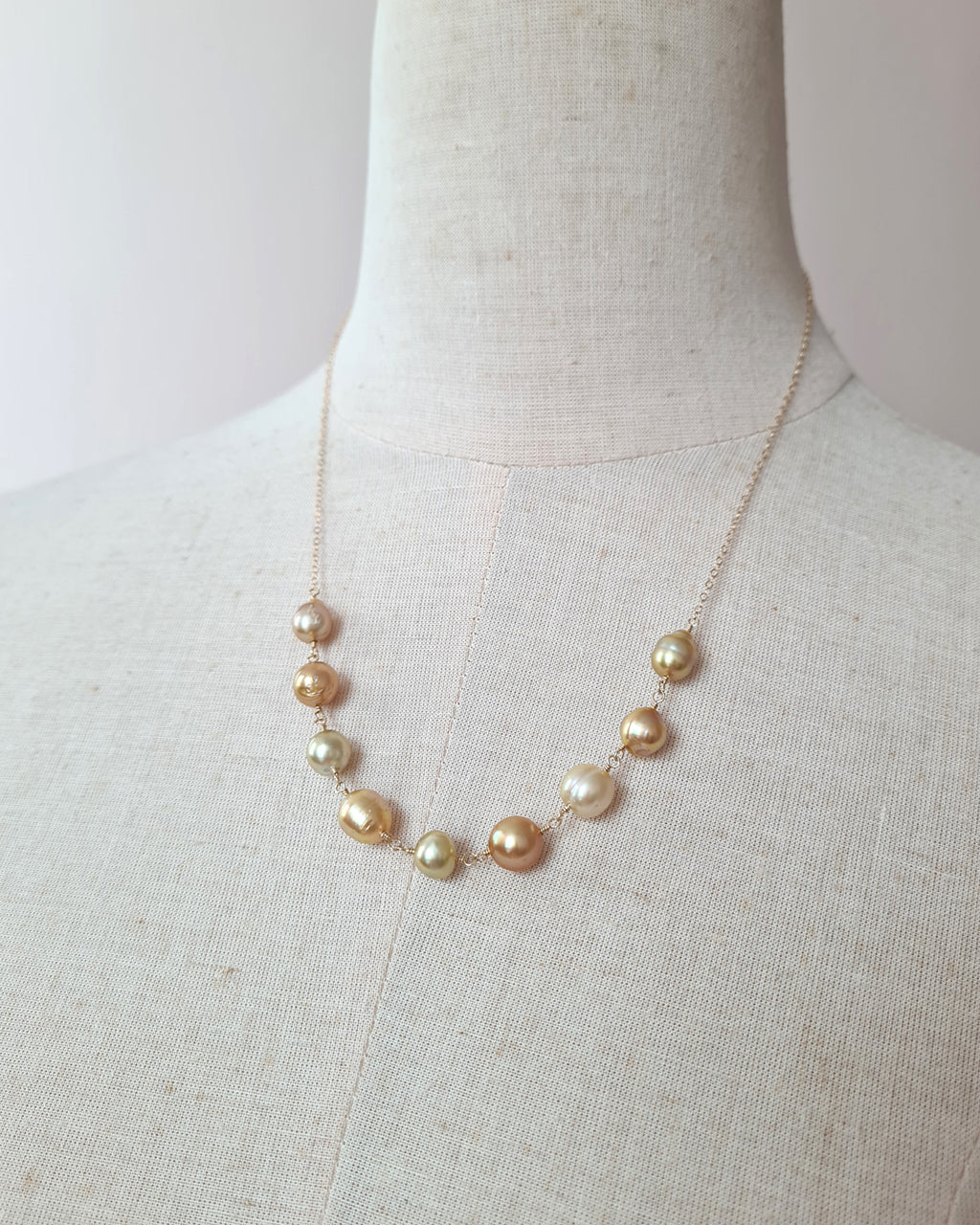 South Sea Baroque Pearl Necklace, Floating Pearl Necklace