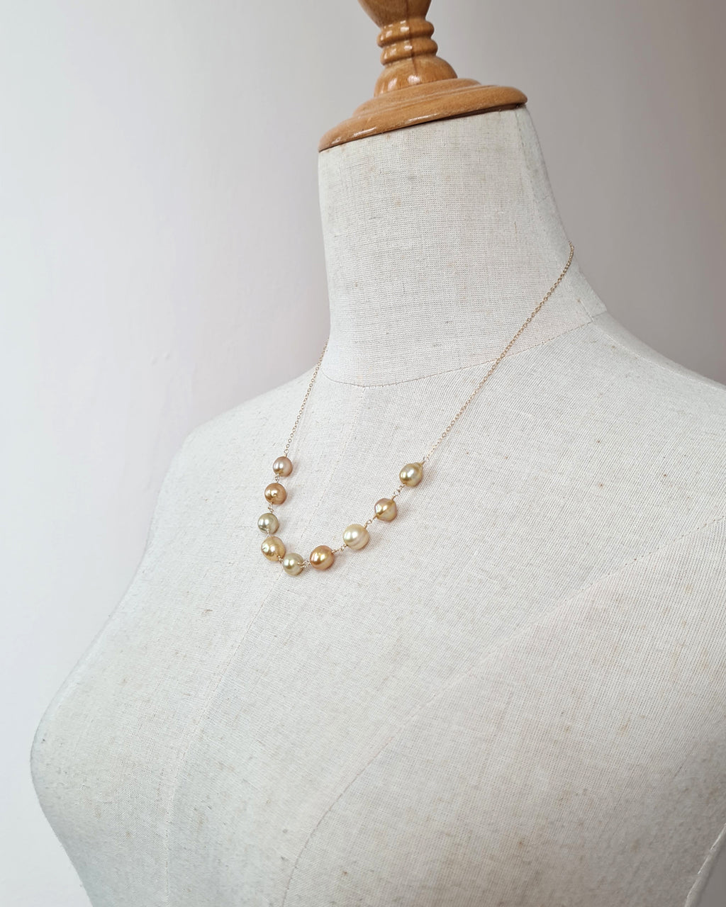 South Sea Baroque Pearl Necklace, Floating Pearl Necklace