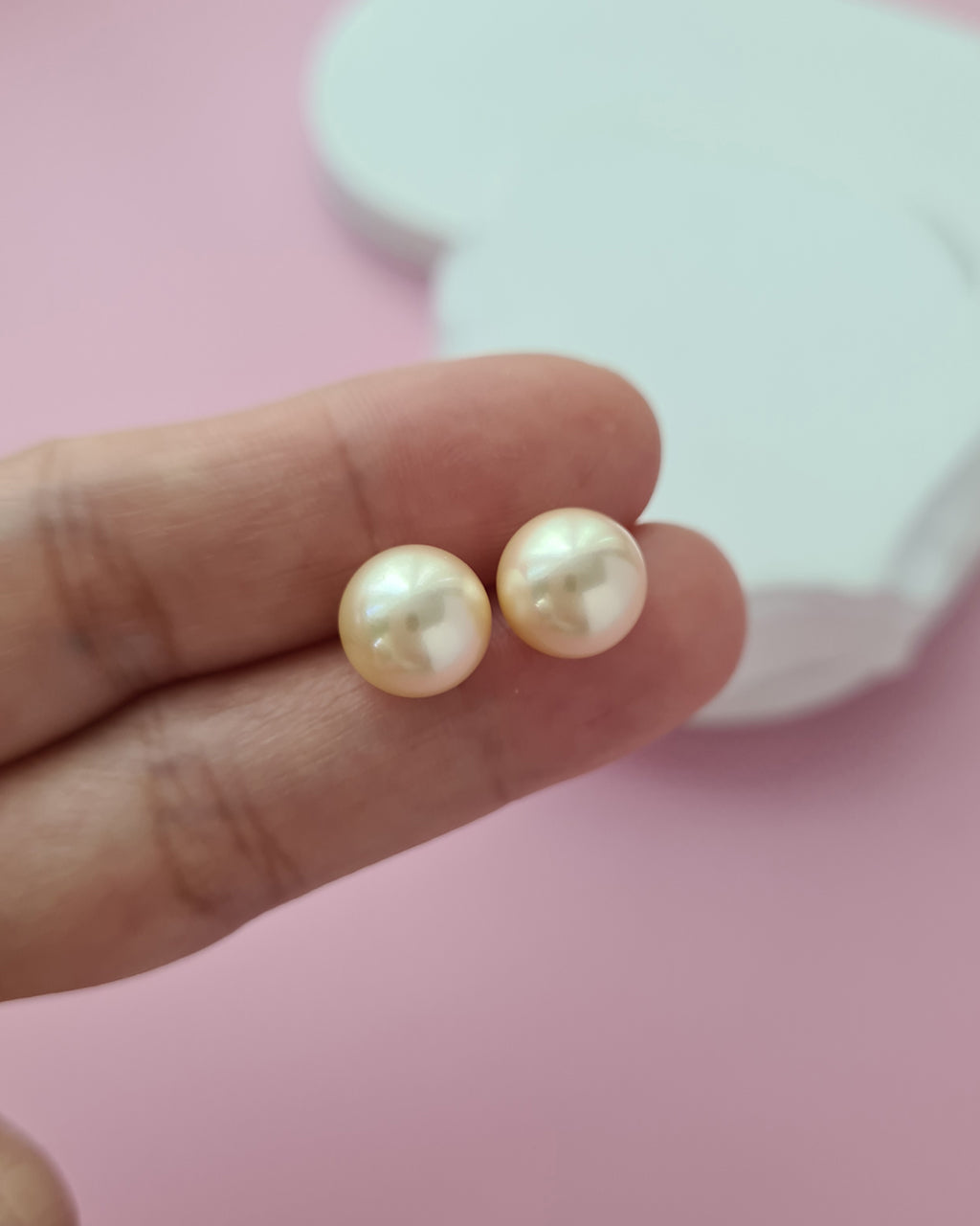Natural Queen Gold Akoya Sea Pearl 18K Gold Stud Earrings - 8.5mm to 9mm, Pearl Jewelry in Singapore