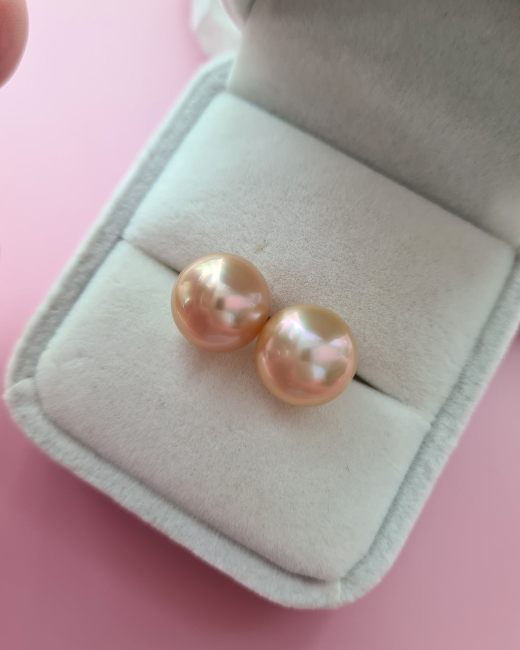 Golden South Sea Pearl 18K Gold Stud Earrings - 11mm+