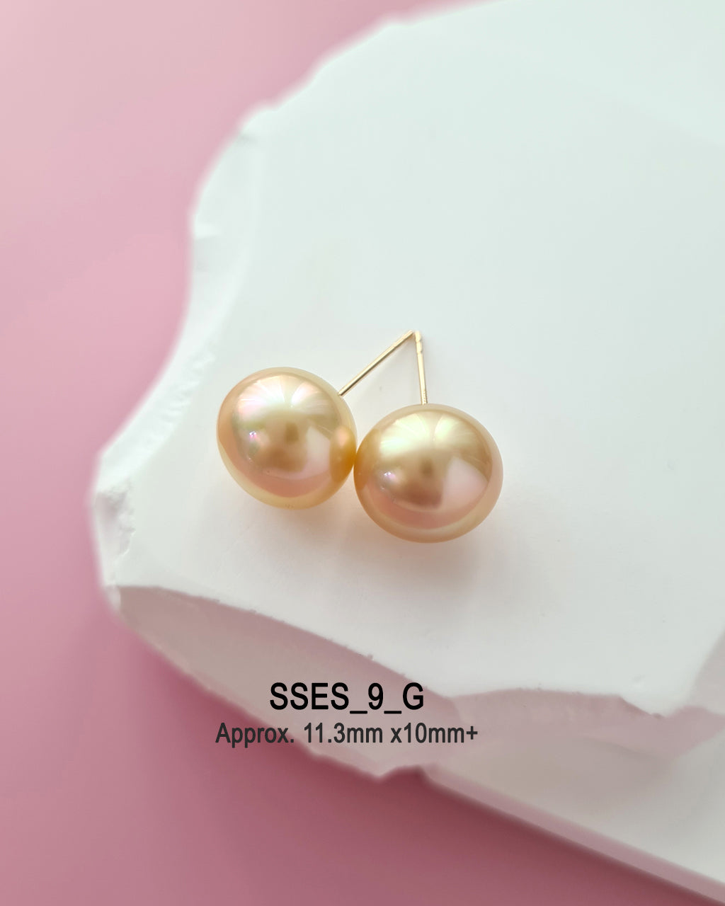 Golden South Sea Pearl 18K Gold Stud Earrings - 11mm+