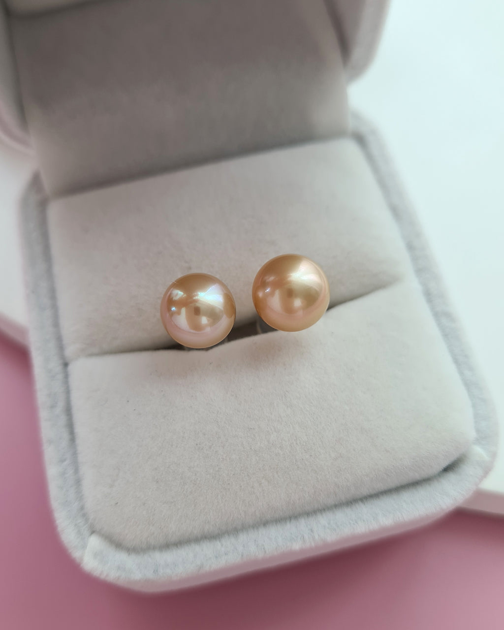 Golden South Sea Pearl 18K Gold Stud Earrings - 8mm to 9mm, Pearl Jewelry in Singapore