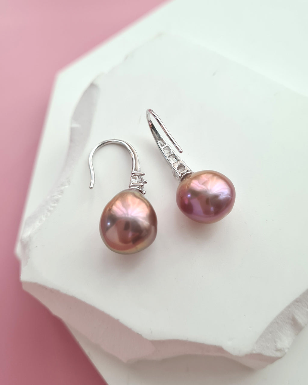 Metallic Purple Edison Pearl Drop Earrings